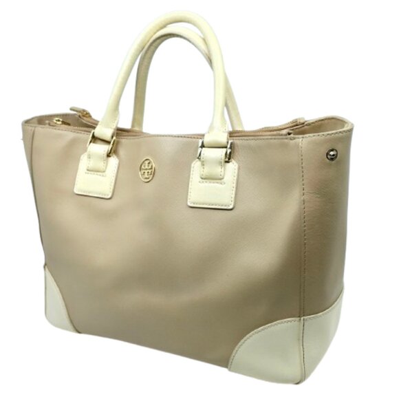 TORY BURCH~Bobinson Double-Zip~SAFFIANO LEATHER SATCHEL 3 COMPARTMENT TOTE BAG - Picture 3 of 8